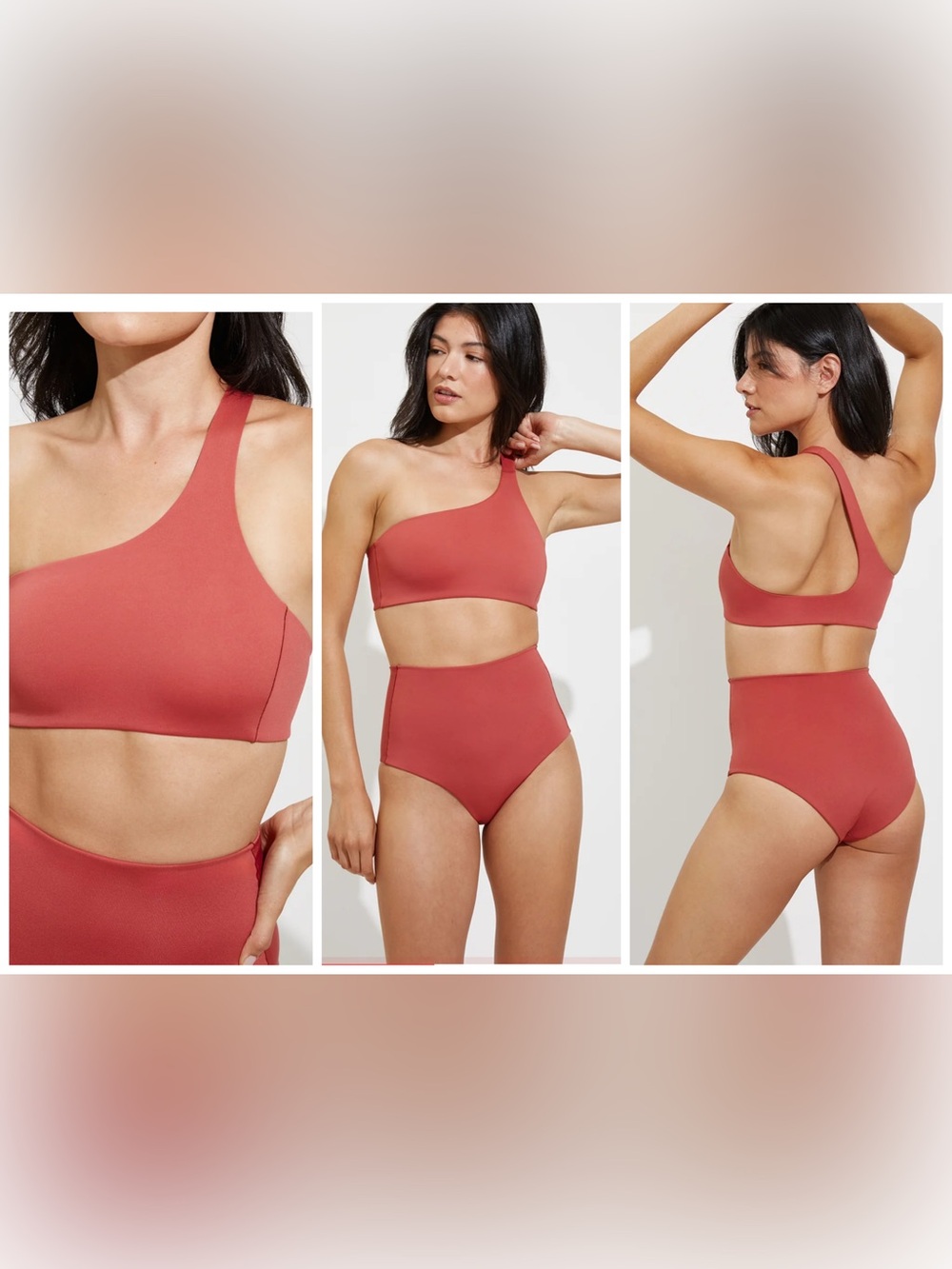 Left On Friday Asymmetrical One-Shoulder Bikini Top in Camp (Pink)